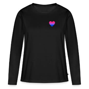 Bi coeur - bisexuel LGBT CSD - T-shirt manches longues Premium bio Femme - noir - Devant - Julia (174cm)