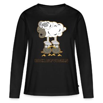 Bock auf Vögeln - Frauen Premium Bio Langarmshirt - Schwarz - Vorne - Julia (174cm)