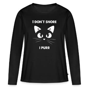 Je ne ronfle pas je ronronne - T-shirt manches longues Premium bio Femme - noir - Devant - Julia (174cm)