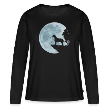 Irish Wolfhound Moon Irish Wolfhound Cadeau - T-shirt manches longues Premium bio Femme - noir - Devant - Julia (174cm)