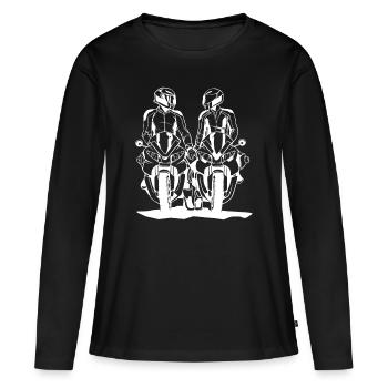 Moto vélo moteur scooter feu chaise machine course - T-shirt manches longues Premium bio Femme - noir - Devant - Julia (174cm)