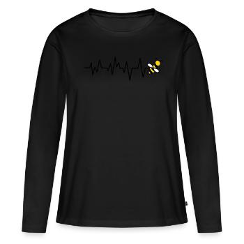 Apiculteur abeille abeilles battement de coeur - T-shirt manches longues Premium bio Femme - noir - Devant - Julia (174cm)