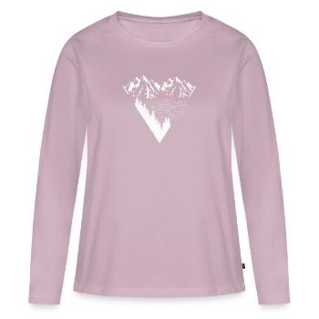 Montagnes forêt lac perspective cadeau - T-shirt manches longues Premium bio Femme - rose poudré - Devant - Julia (174cm)