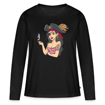 Pirate pirates pirates - T-shirt manches longues Premium bio Femme - noir - Devant - Julia (174cm)