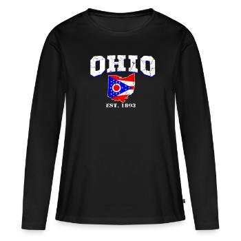 Ohio est. - T-shirt manches longues Premium bio Femme - noir - Devant - Julia (174cm)