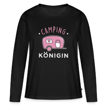 Camping Queen - Frauen Premium Bio Langarmshirt - Schwarz - Vorne - Julia (174cm)