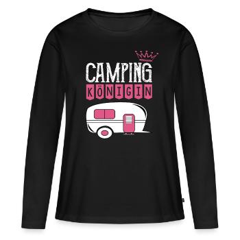 Camping Queen - Frauen Premium Bio Langarmshirt - Schwarz - Vorne - Julia (174cm)
