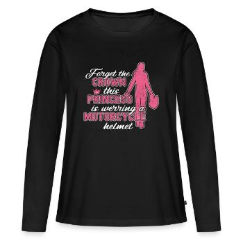 Diese Prinzessin trägt einen Motorradhelm - Frauen Premium Bio Langarmshirt - Schwarz - Vorne - Julia (174cm)