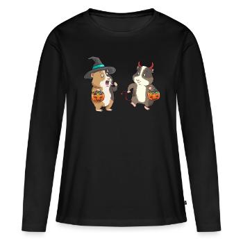 Costume d'Halloween cochon d'Inde sorcière diable - T-shirt manches longues Premium bio Femme - noir - Devant - Julia (174cm)