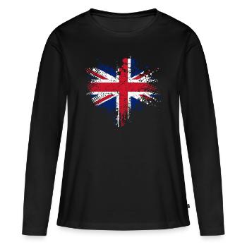 Union Jack - Drapeau britannique - T-shirt manches longues Premium bio Femme - noir - Devant - Julia (174cm)