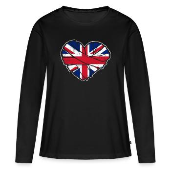 Royaume-Uni Drapeau britannique Coeur - T-shirt manches longues Premium bio Femme - noir - Devant - Julia (174cm)