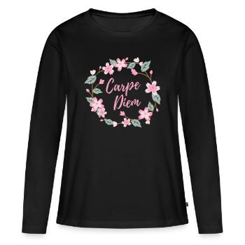carpe Diem - T-shirt manches longues Premium bio Femme - noir - Devant - Julia (174cm)