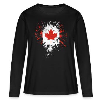 Drapeau du Canada - T-shirt manches longues Premium bio Femme - noir - Devant - Julia (174cm)
