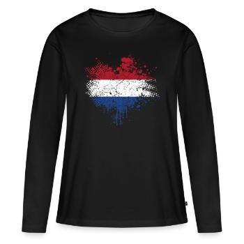 Pays-Bas Pavillon - T-shirt manches longues Premium bio Femme - noir - Devant - Julia (174cm)