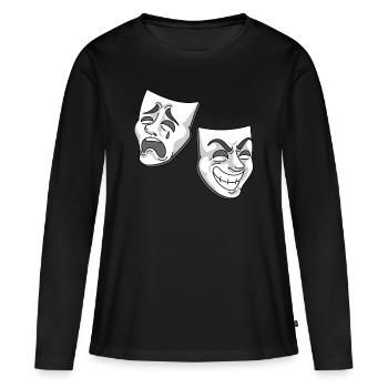 Conception de masques de tragédie de comédie de théâtre - T-shirt manches longues Premium bio Femme - noir - Devant - Julia (174cm)