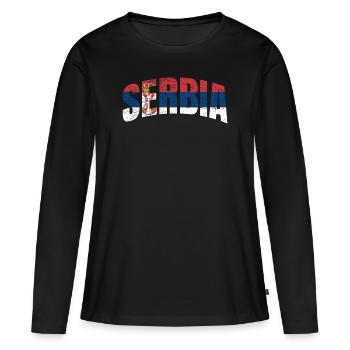 Fan de Serbie - T-shirt manches longues Premium bio Femme - noir - Devant - Julia (174cm)