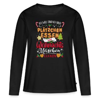 Plätzchen essen Weihnachtsmärchen Weihnachten - Frauen Premium Bio Langarmshirt - Schwarz - Vorne - Julia (174cm)