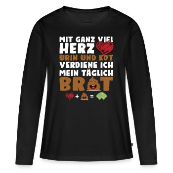 Mit ganz viel Herz Urin und Kot - Frauen Premium Bio Langarmshirt - Schwarz - Vorne - Julia (174cm)