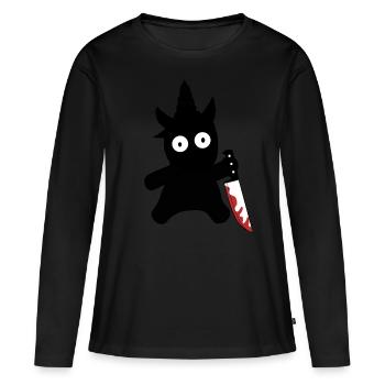 Halloween couteau d'horreur licorne peur effrayant - T-shirt manches longues Premium bio Femme - noir - Devant - Julia (174cm)