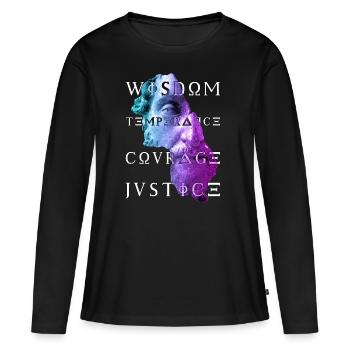 Marcus Vertus du stoïcisme Sagesse Courage Justice - T-shirt manches longues Premium bio Femme - noir - Devant - Julia (174cm)