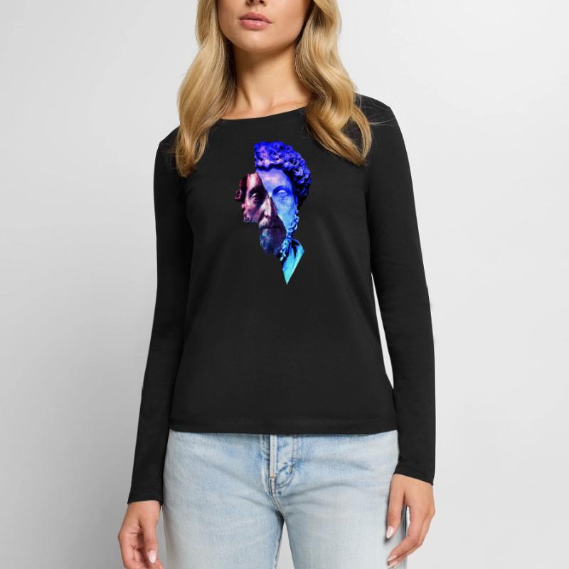 Stoïcisme Marc aurèle Univers violet Artwork T-shirt manches longues Premium bio Femme