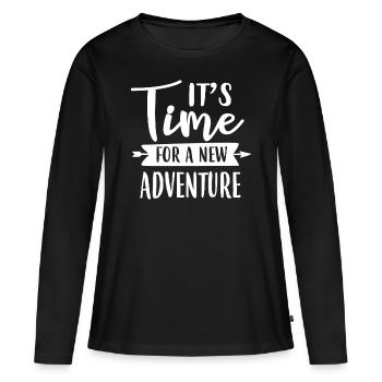 Randonnée Aventure Aventure Montagnes - T-shirt manches longues Premium bio Femme - noir - Devant - Julia (174cm)