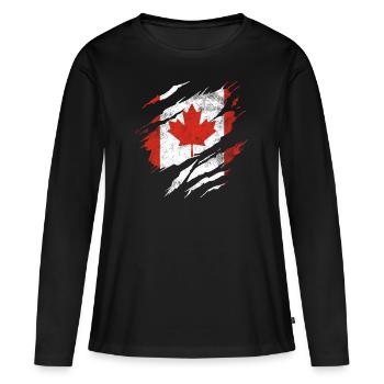 Drapeau du Canada - T-shirt manches longues Premium bio Femme - noir - Devant - Julia (174cm)