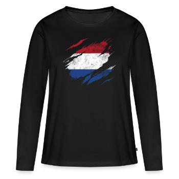 Pays-Bas Pavillon - T-shirt manches longues Premium bio Femme - noir - Devant - Julia (174cm)