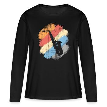 Saxophon - Frauen Premium Bio Langarmshirt - Schwarz - Vorne - Julia (174cm)