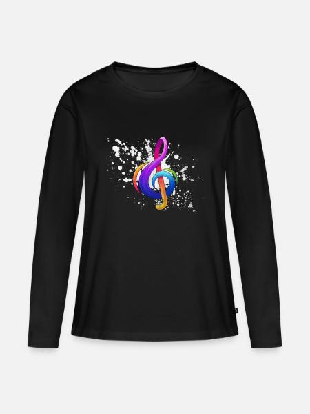 musikalische Note - Frauen Premium Bio Langarmshirt - Schwarz
