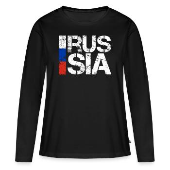 Russie - T-shirt manches longues Premium bio Femme - noir - Devant - Julia (174cm)