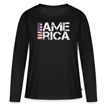 Les fans de l’Amérique - T-shirt manches longues Premium bio Femme - noir - Devant - Julia (174cm)