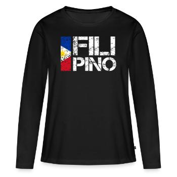 Philippin - T-shirt manches longues Premium bio Femme - noir - Devant - Julia (174cm)