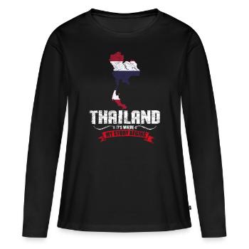 Thaïlande - T-shirt manches longues Premium bio Femme - noir - Devant - Julia (174cm)