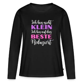 ich bin nicht klein, ich bin auf das beste - Frauen Premium Bio Langarmshirt - Schwarz - Vorne - Julia (174cm)