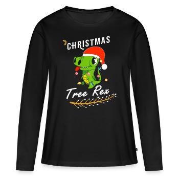 Noël Dino Xmas - T-shirt manches longues Premium bio Femme - noir - Devant - Julia (174cm)
