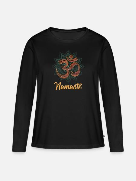 namaste - Frauen Premium Bio Langarmshirt - Schwarz