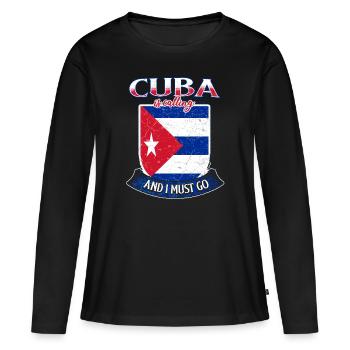 Cuba - T-shirt manches longues Premium bio Femme - noir - Devant - Julia (174cm)