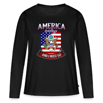 Fan d’Amérique - T-shirt manches longues Premium bio Femme - noir - Devant - Julia (174cm)