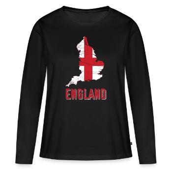 Angleterre - T-shirt manches longues Premium bio Femme - noir - Devant - Julia (174cm)
