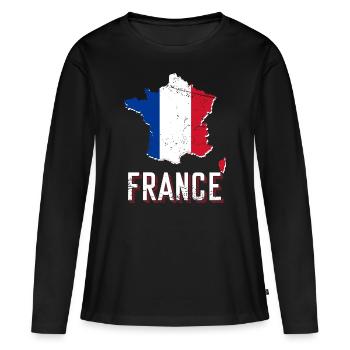 Frankreich - Frauen Premium Bio Langarmshirt - Schwarz - Vorne - Julia (174cm)