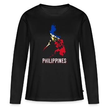 Philippines - T-shirt manches longues Premium bio Femme - noir - Devant - Julia (174cm)