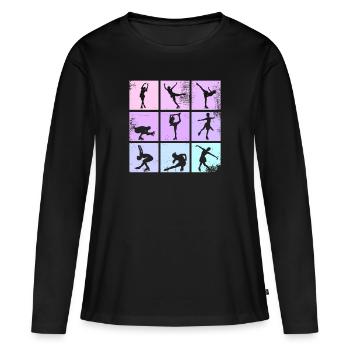 Eiskunstlauf Eis Eiskunstläufer Geschenk Design - Frauen Premium Bio Langarmshirt - Schwarz - Vorne - Julia (174cm)