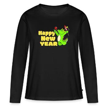 SILVESTER - Frauen Premium Bio Langarmshirt - Schwarz - Vorne - Julia (174cm)