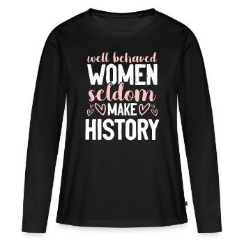 Féminisme disant - T-shirt manches longues Premium bio Femme - noir - Devant - Julia (174cm)