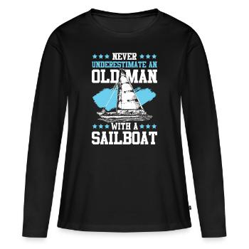sailing old man - Women's Premium Organic Long Sleeve Shirt - black - Front - Julia (174cm)