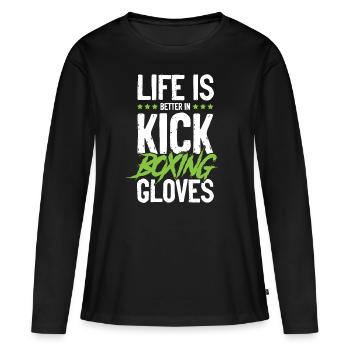 Gants de kickboxing - T-shirt manches longues Premium bio Femme - noir - Devant - Julia (174cm)