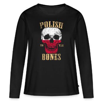Polnisch bis auf die Knochen - Frauen Premium Bio Langarmshirt - Schwarz - Vorne - Julia (174cm)