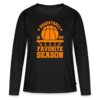 Saison de basketball - T-shirt manches longues Premium bio Femme - noir - Devant - Julia (174cm)