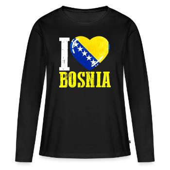 J’aime la Bosnie - T-shirt manches longues Premium bio Femme - noir - Devant - Julia (174cm)